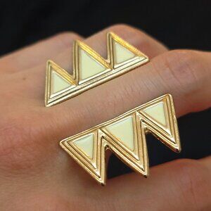 Open Gold Geometric Triangle Statement Ring